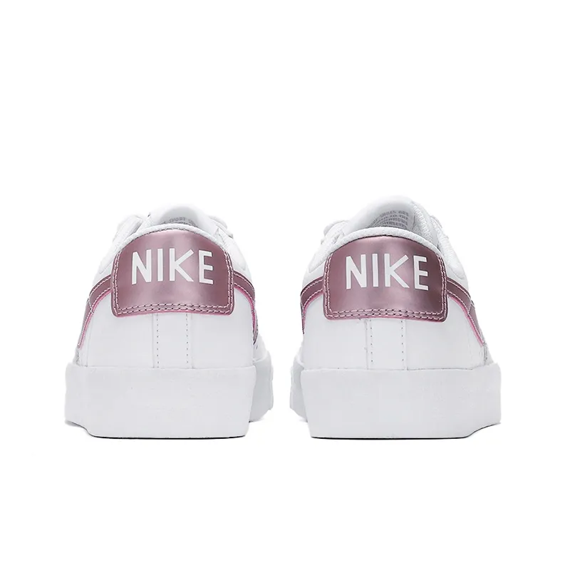 Nike Blazer 77 Anti Slip Wear Resistant Low Top Kids' Skateboarding Shoes White Purple Unisex-2