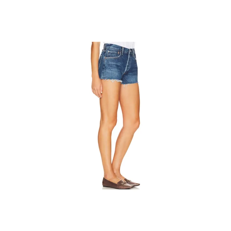 AGOLDE Parker Raw cut Denim Shorts-2