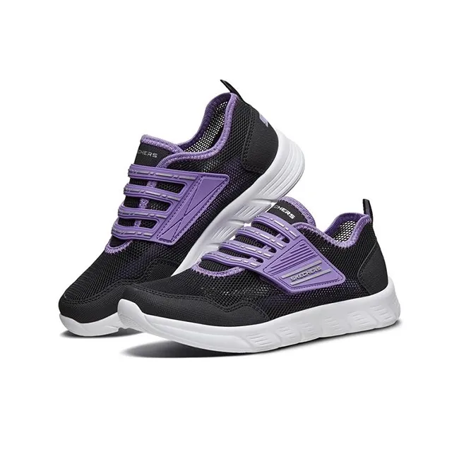 Skechers Comfy Flex 1.0 Cushioning, Slip Resistant, And Abrasion Resistant Kids Lifestyle Shoes Black Purple Teenagers-2