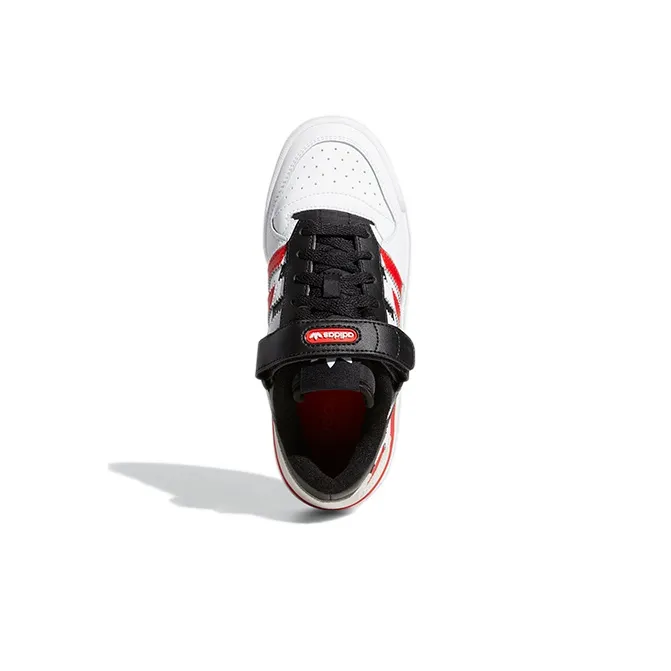 Adidas Originals FORUM Low J Abrasion Resistant Low Top Skateboard Shoes White Black Red Teenagers-4