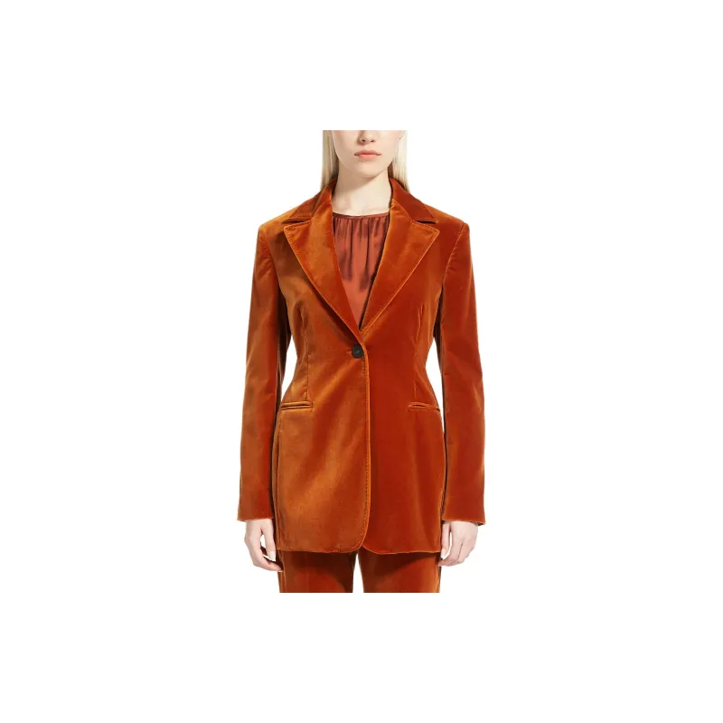 MaxMara Bonn Collection Cotton Velvet Blazer Business Suit Women's Dark Brown-3