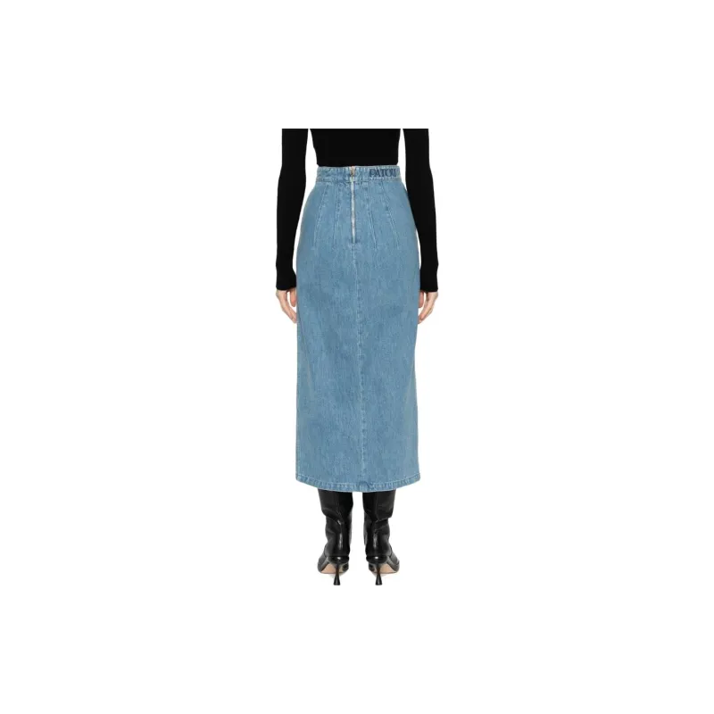 Patou Slit detail Organic denim Midi Skirt-1