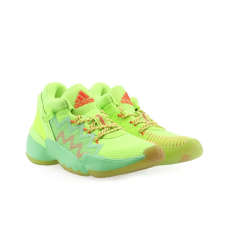 Adidas D.O.N. Issue #2 Slip Resistant Mid Top Children's Basketball Shoes Green Orange Teenagers-2