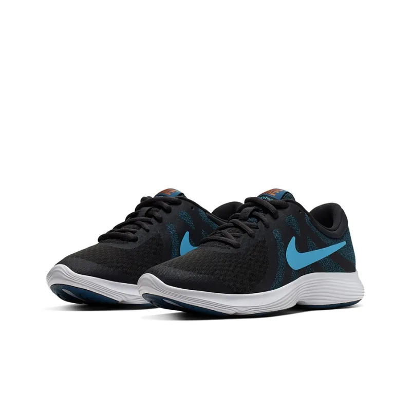 Nike REVOLUTION 4 Slip Resistant Shock Absorbers Low Top Kids' Running Shoes Black Blue Teenagers-2
