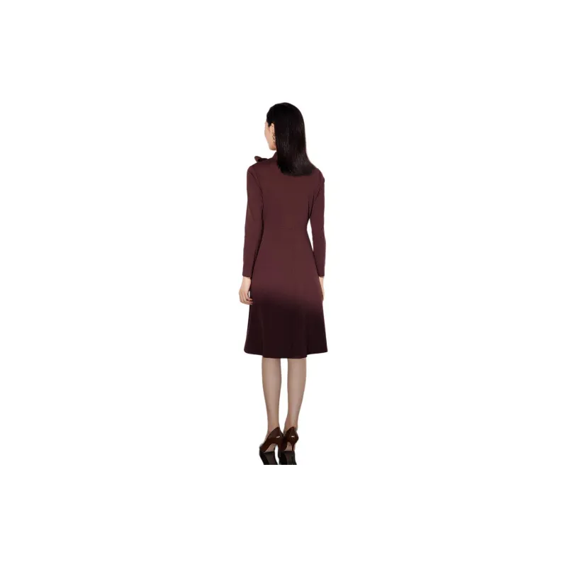 BBLLUUEE Long Sleeved Dress Women's Tea Umber Brown-1