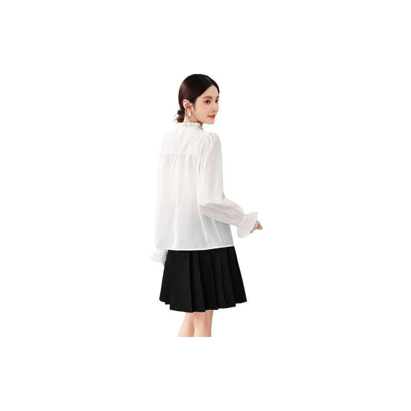 IVENI Skirt Set Women's White Top And Black Bottom-2