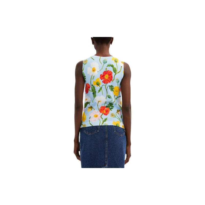 OSCAR DE LA RENTA Floral-print Round-neck Tank Top-2