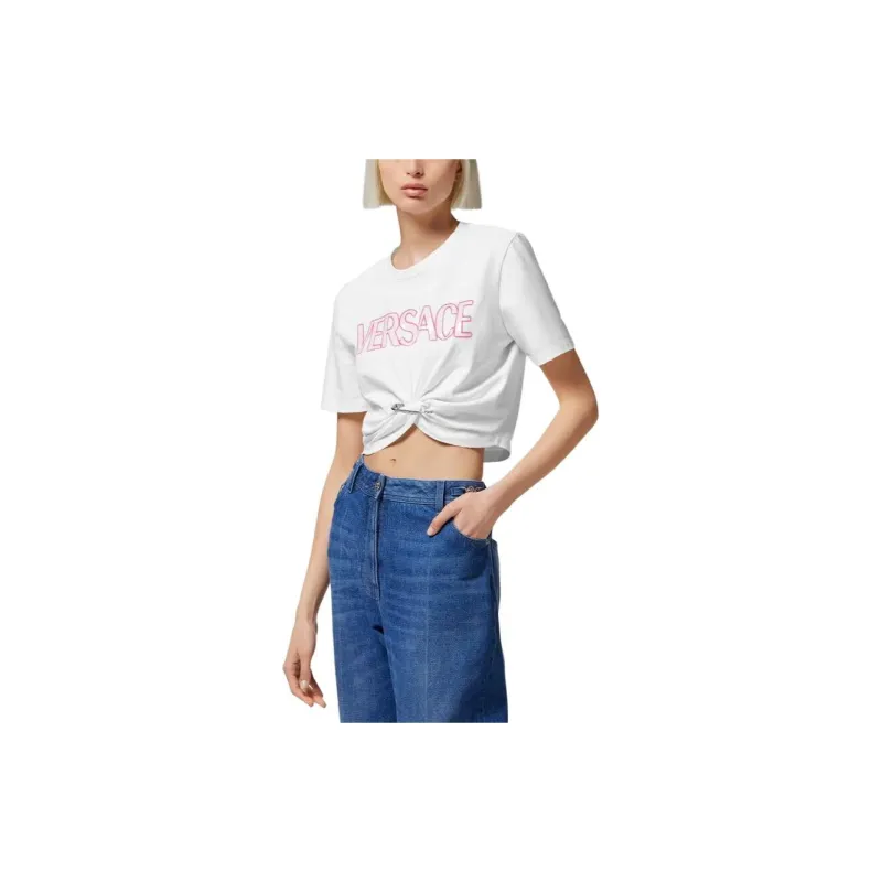 VERSACE Crop Tops Women's White-1