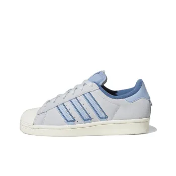 Adidas Originals SUPERSTAR J Wear resistant And Lightweight Low Top Kids' Skateboarding Shoes Gray Blue Teenagers