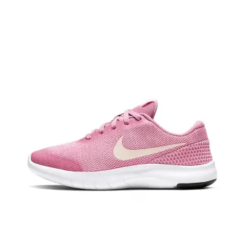 Nike Flex Experience RN 7 Cushioned Wear Resistant Breathable Low Top Kids' Running Shoes Pink White Teenagers