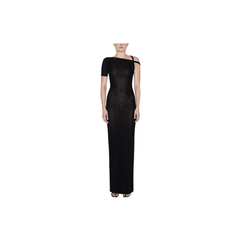 Khy DROP 004 Mesh Stretch Twist Maxi Dress Short Sleeved Dress Women's Black-1