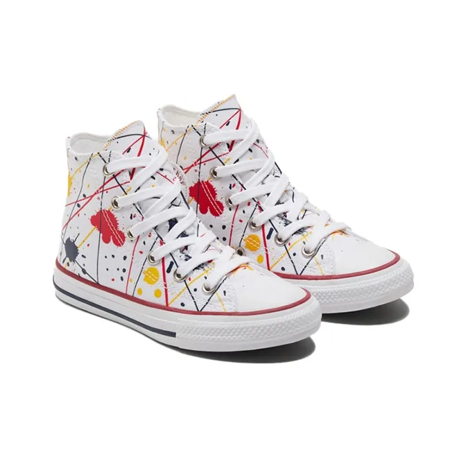 Converse Chuck Taylor All Star Anti Slip Wear Resistant High Top Kids Canvas Shoes White Multicolor Teenagers-2