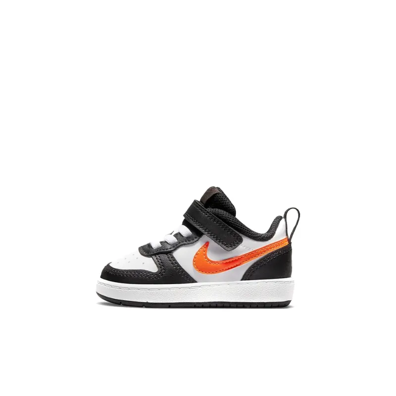 Nike Court Borough Low 2 Low Top Skateboard Shoes Black White Orange Infant And Toddler-0