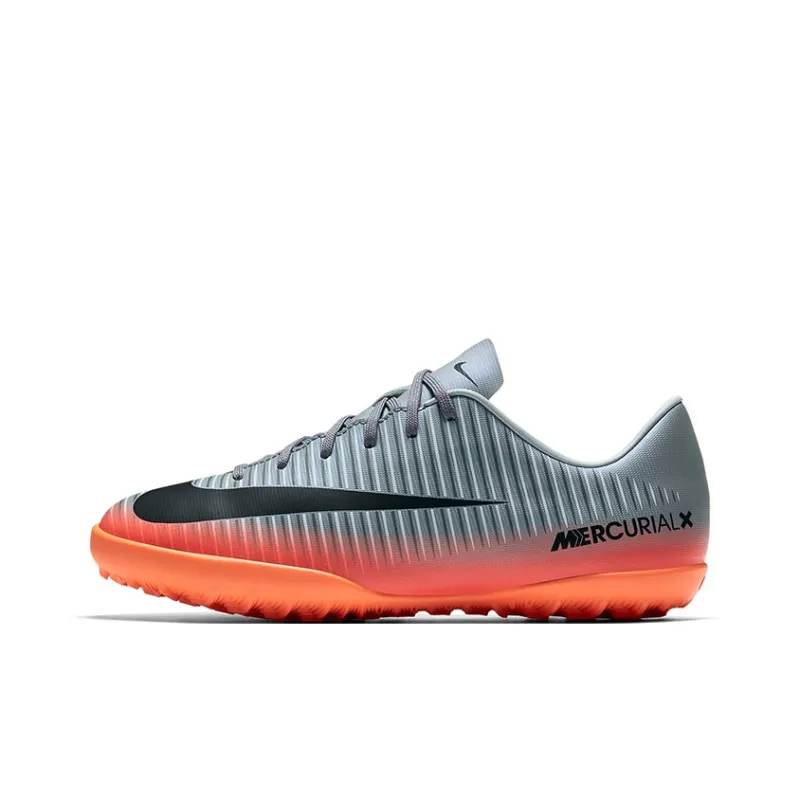 Nike Victory Jr MercurialX 6 CR7 TF Anti-Slip Wear-Resistant Low-Top Kids' Soccer Shoes Gray Black Orange Teenagers-0