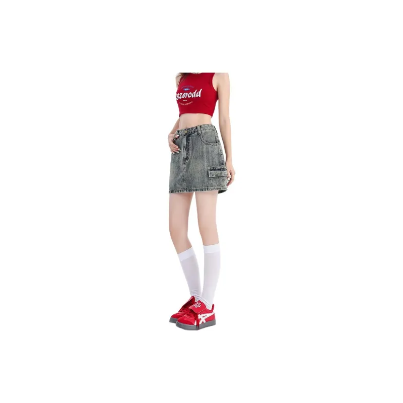 Kazakhstan Denim Short Skirts Women's Vintage Blue-2