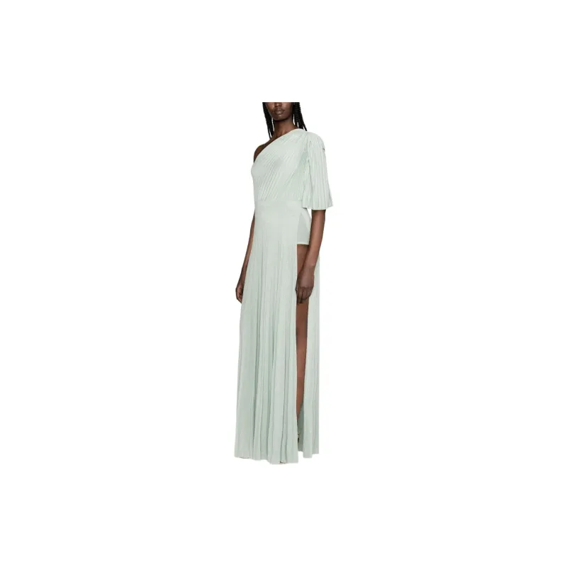 Elisabetta Franchi Asymmetrical Pleated Long Dress-3