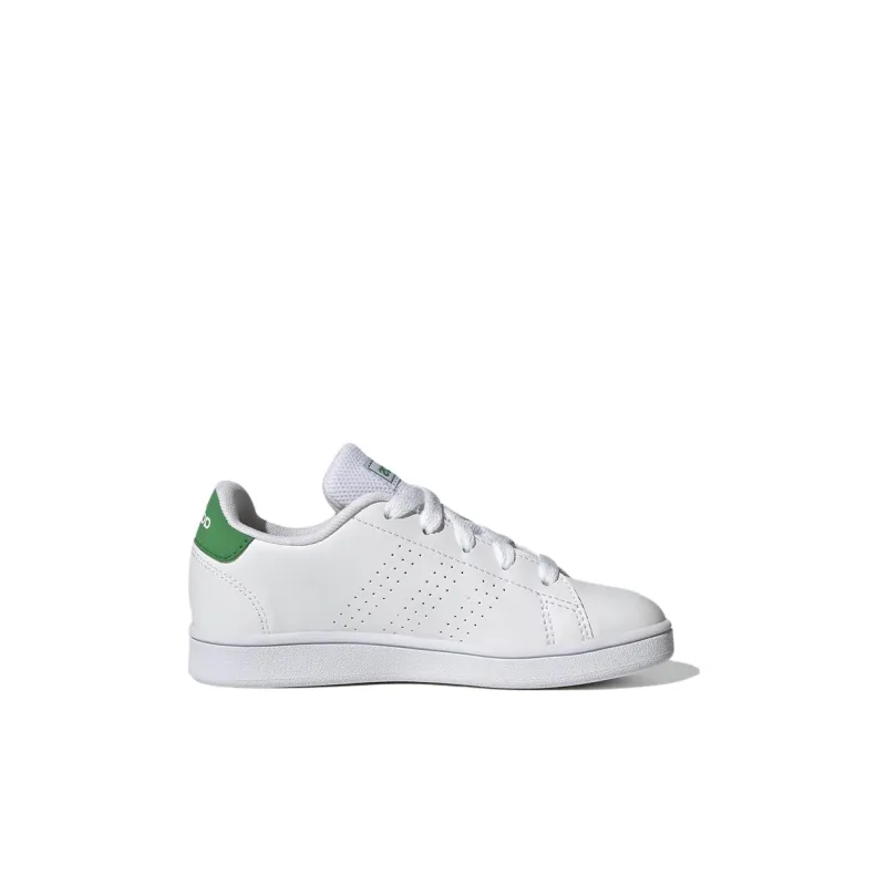 Adidas Neo ADVANTAGE Abrasion Resistant Low Top Kids' Skateboarding Shoes White Green Kids'-1