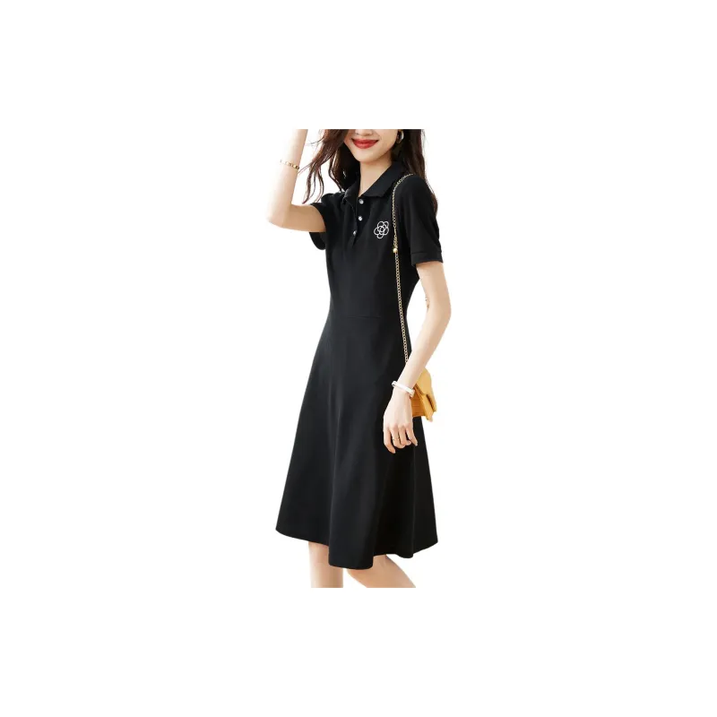 Mo Han Yi Mei Short Sleeved Dress Women's Black-2