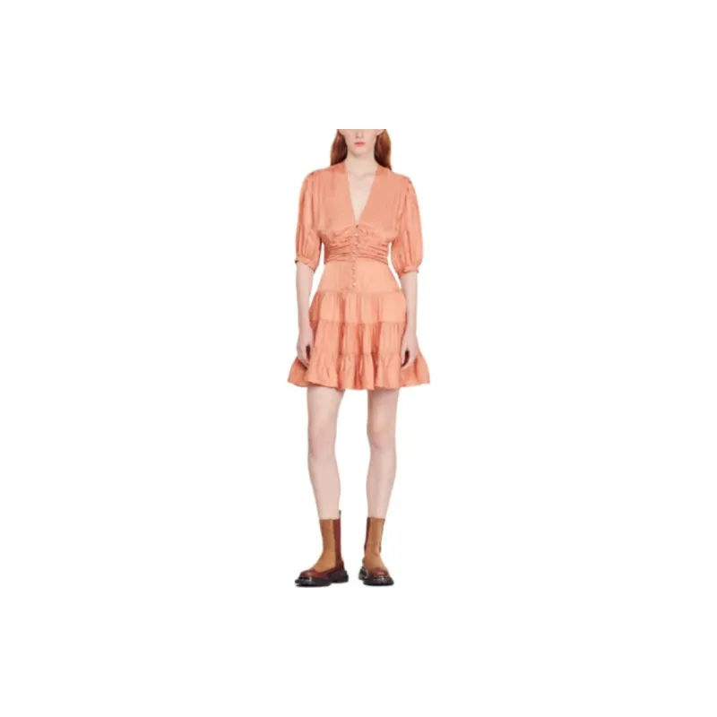 Sandro Short-Sleeved Dresses Women's Light Orange-1
