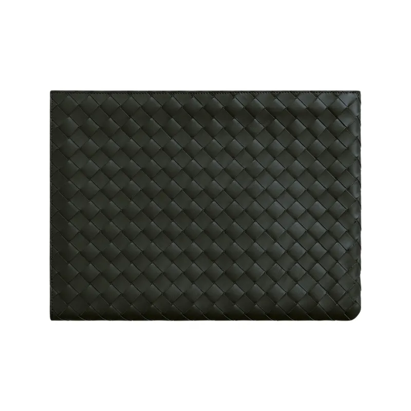 Bottega Veneta Intrecciato Calfskin Clutch Men's Dark Green & Travertine-0