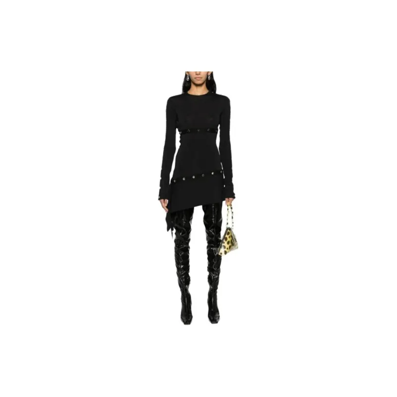 The Attico Studded Asymmetric Midi Dress-1