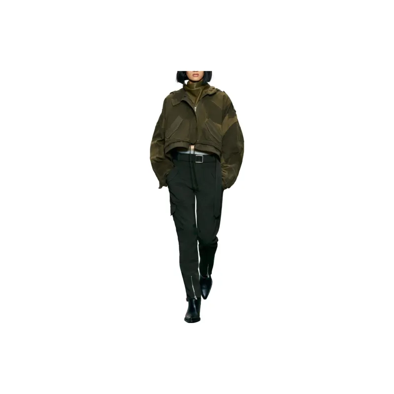 ZARA Cropped Coats Women's Dark Khaki-4