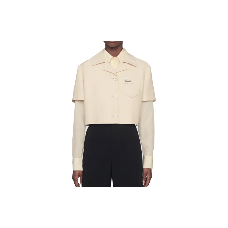GUCCI Cropped Coats Women's White-1