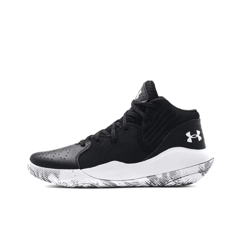 Under Armour Jet '21 Anti Slip And Wear Resistant Breathable Mid Top Basketball Shoes Black Teenagers-0