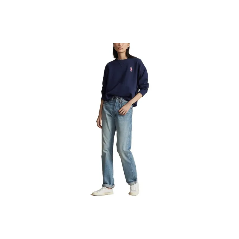 Polo Ralph Lauren FW23 Crew Neck Loose Fit Regular Long Sleeved Sweatshirt Women's Marine Blue-2