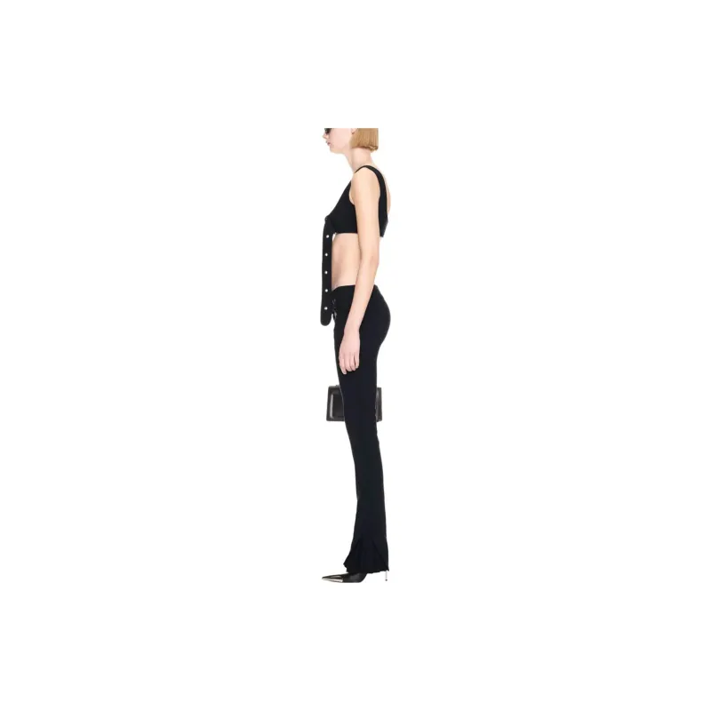 OFF-WHITE Belted Flared Virgin-wool Trousers-2