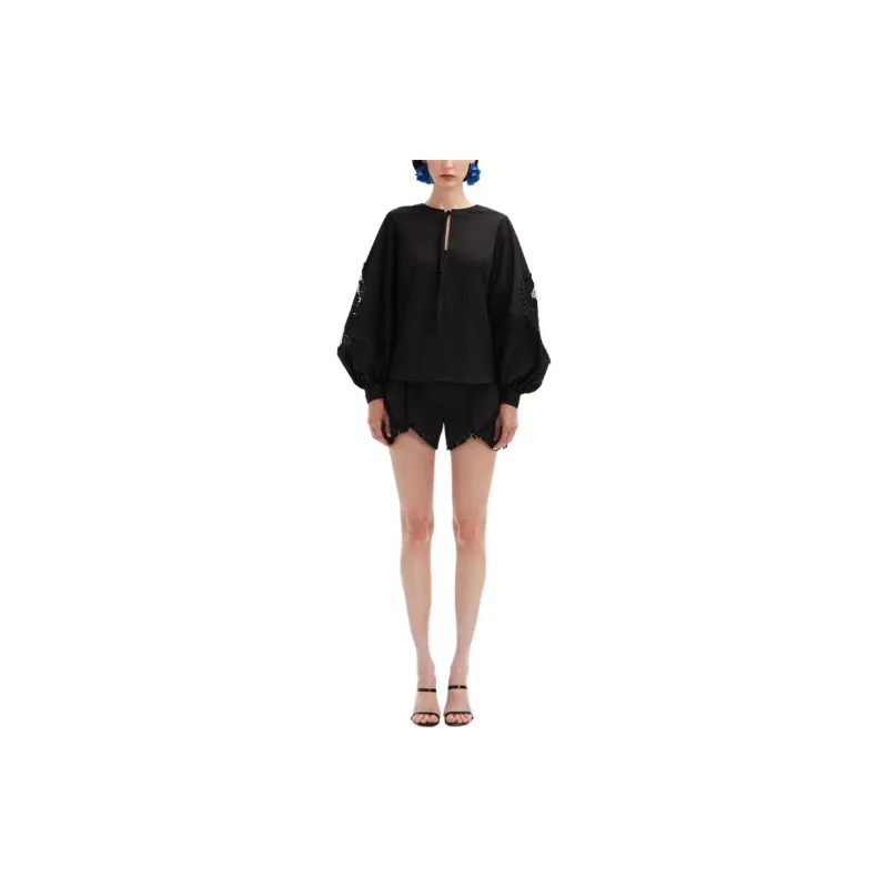 OSCAR DE LA RENTA Eyelet-detail Round-neck Blouse-1