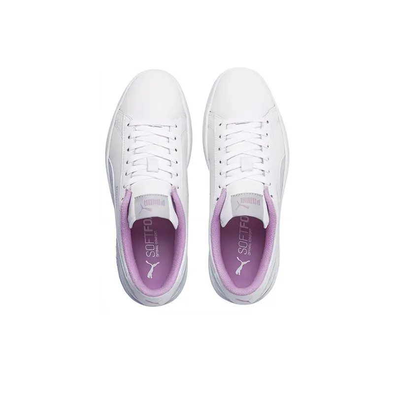 PUMA Smash Jr Wear-resistant And Lightweight Low-Top Kids' Skateboarding Shoes White Green Pink Teenagers-3
