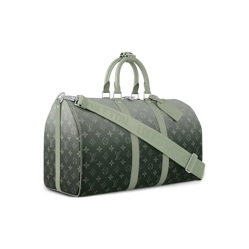LOUIS VUITTON KeepallBandoulière Coated Canvas Handbag Shoulder Bag Crossbody Bag Travel Bag Men's Gradient Green-1