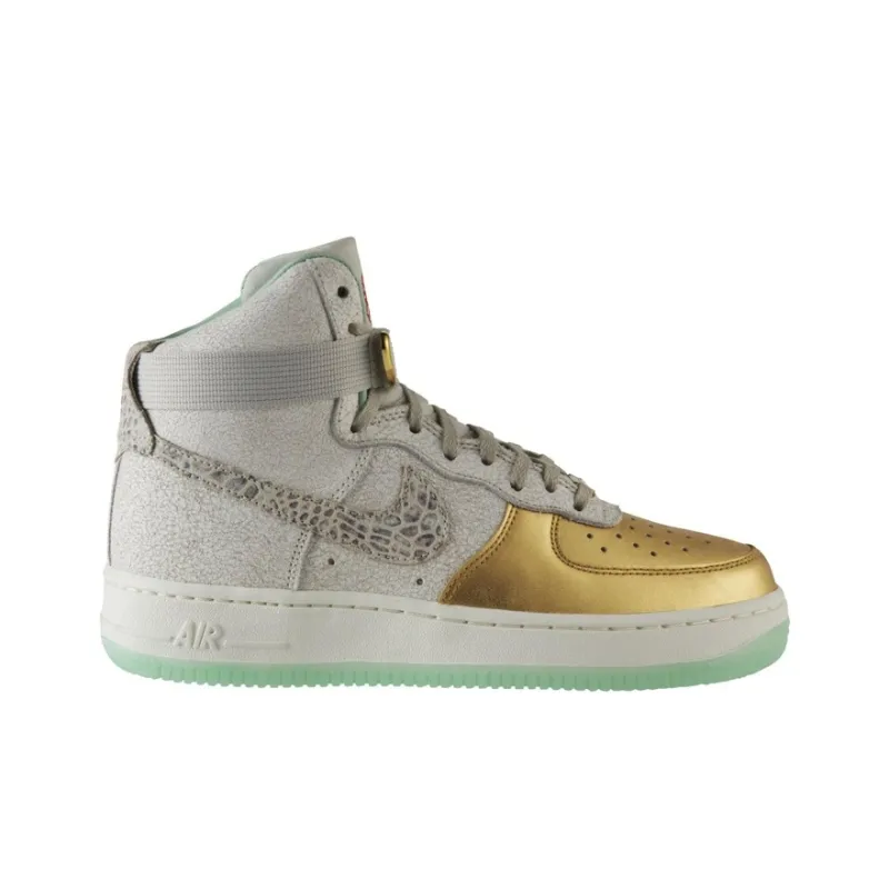 Nike Air Force 1 Year Of The Horse High-Top Kids' Skateboarding Shoes Light Bone Gold Teenagers-1