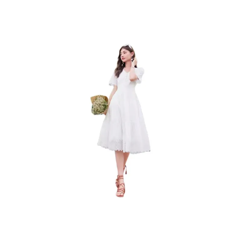 GAP Short-Sleeved Dresses Women's White-1