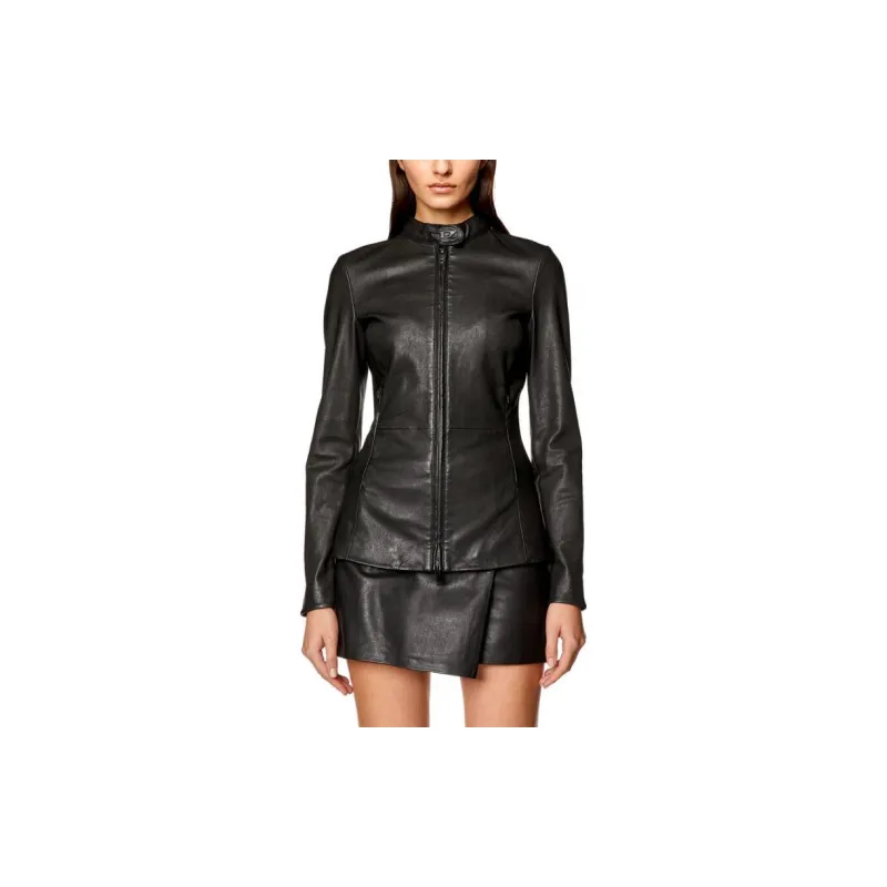 DIESEL Leather Jacket Women's Black-1