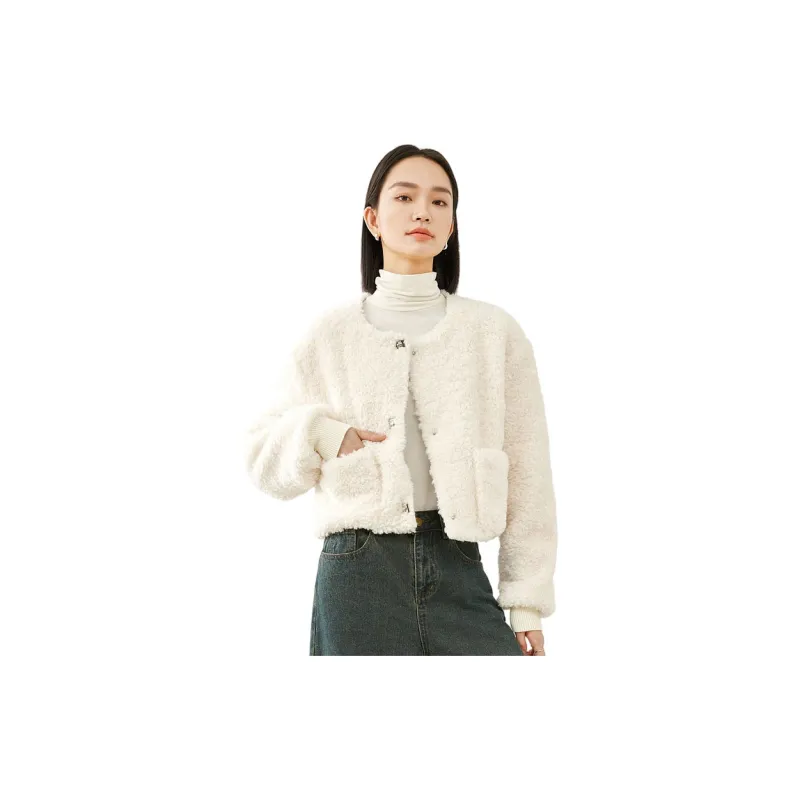 VIMLY Velvet feel Coat Women's Apricot-1