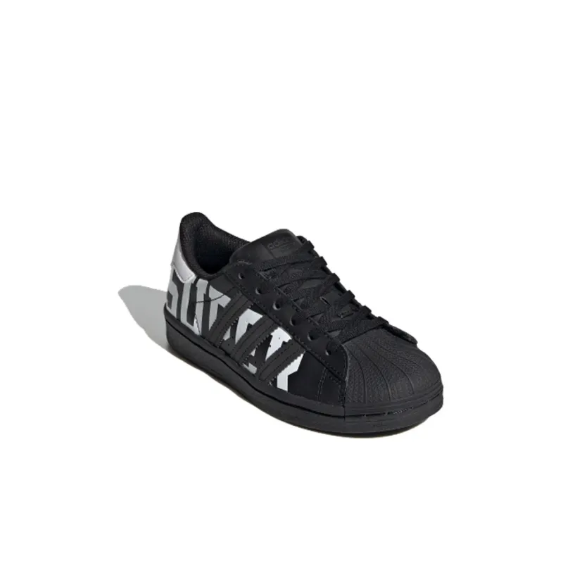 Adidas Originals Superstar Series C Slip Resistant Low Top Kids' Skateboarding Shoes Black Children Aged 3 7 Years Old-1