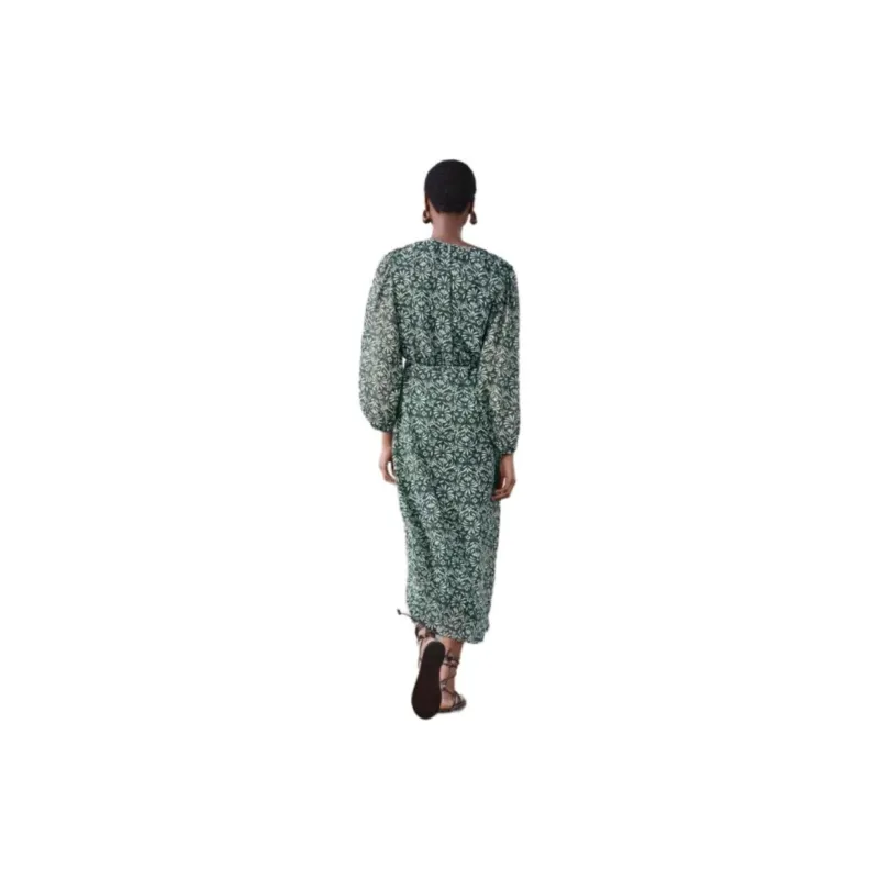 ZARA Long-Sleeved Dresses Women's Green-4
