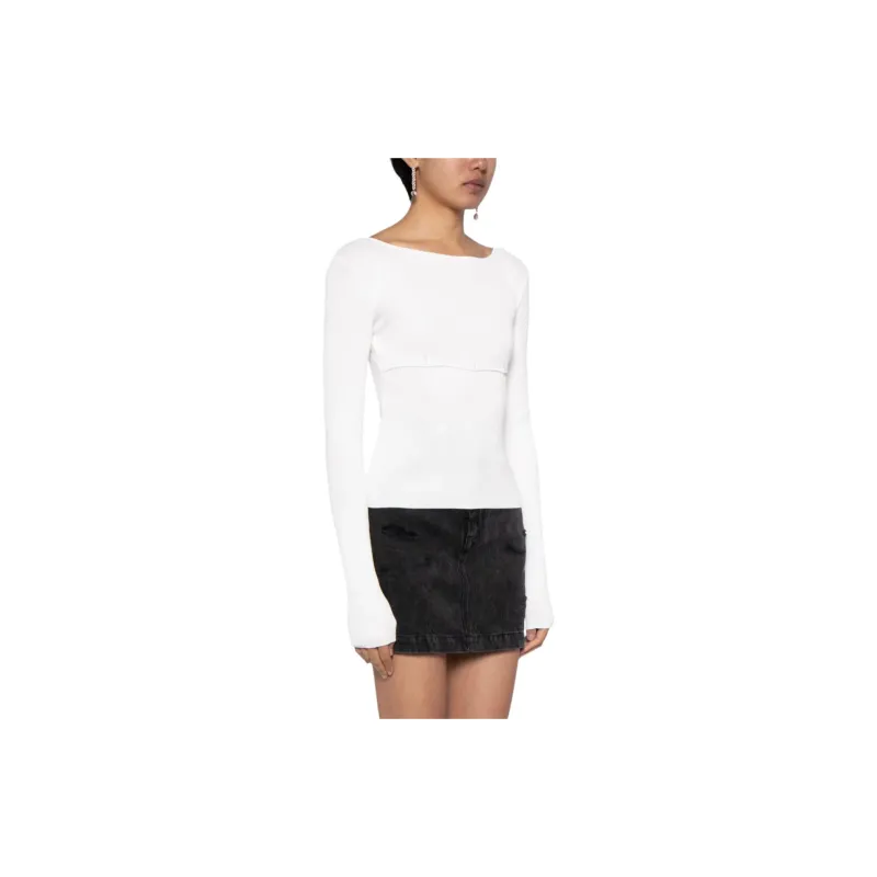 LOW CLASSIC Boat neck Ribbed Jumper-3