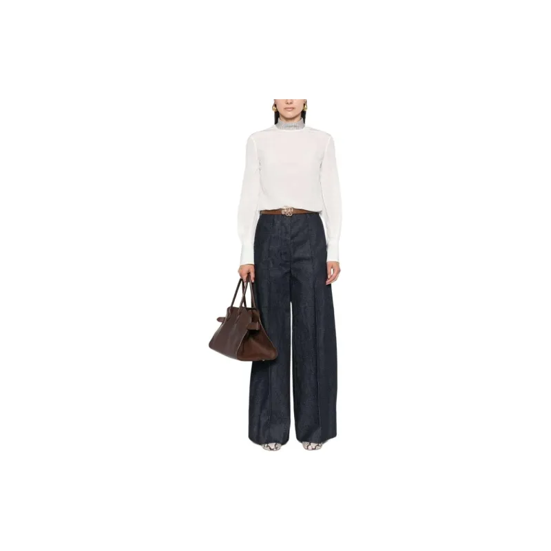 Brunello Cucinelli Embellished Mock Neck Blouse-1
