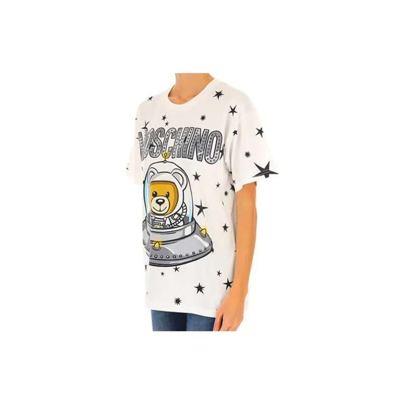 MOSCHINO Drop Shoulder Sleeve T Shirt Women's White-4