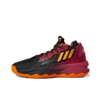Adidas D Lillard 8 Abrasion Resistant Mid Top Children's Basketball Shoes Black Red Teenagers