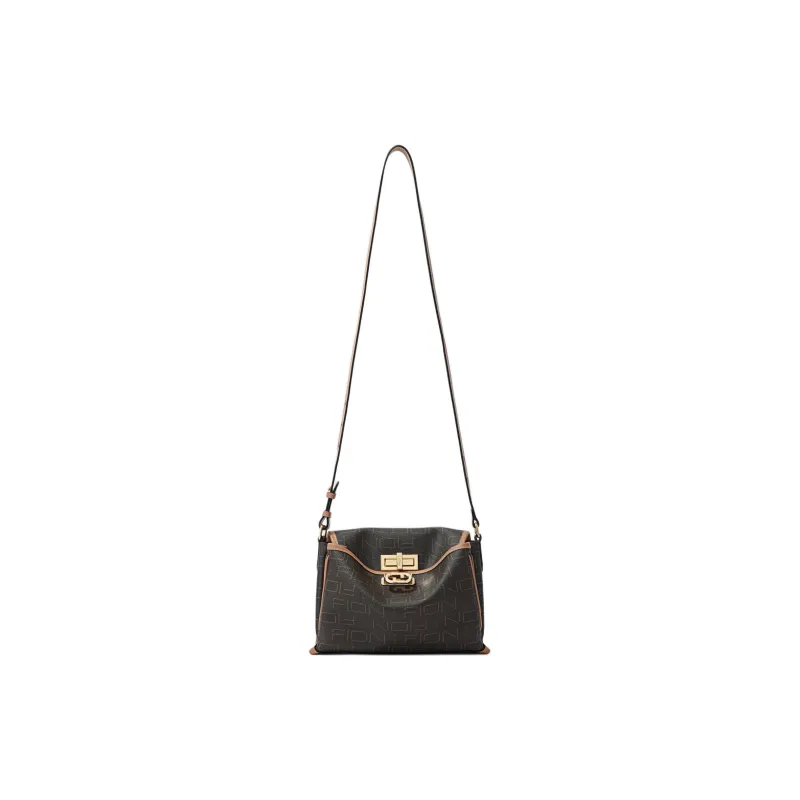 FION Imported Coated Canvas Crossbody Bag, Shoulder Bag Medium Large Women's Coffee & Camel-4