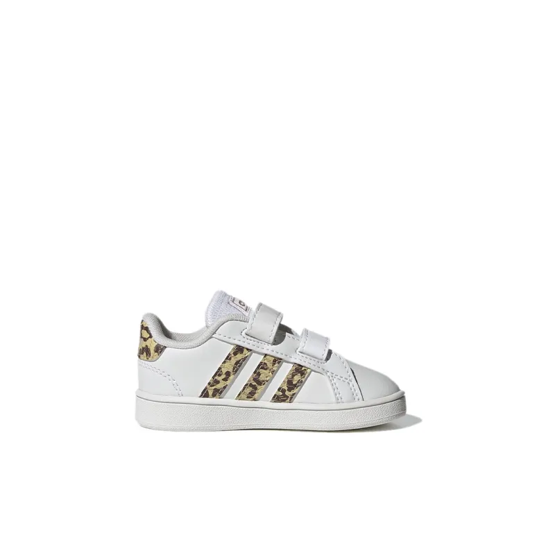 Adidas Neo GRAND COURT Abrasion Resistant Low Top Skateboard Shoes White Gold Infant And Toddler-1