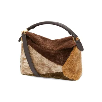 LOEWE Puzzle Shearling Handbag Shoulder Bag Crossbody Bag Small Size Women's Multicolor