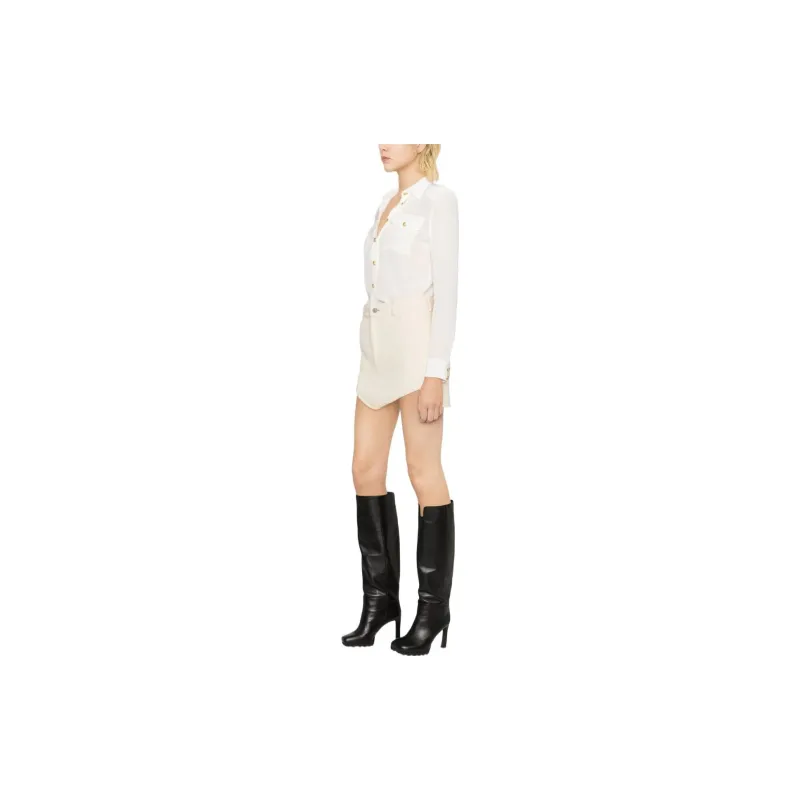 BALMAIN Padded Shoulders Silk Blouse-3