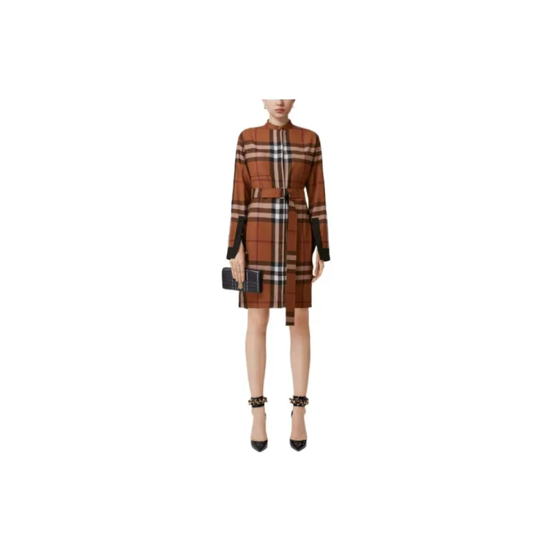 Burberry FW22 Long Sleeved Dress Women's Brown-1