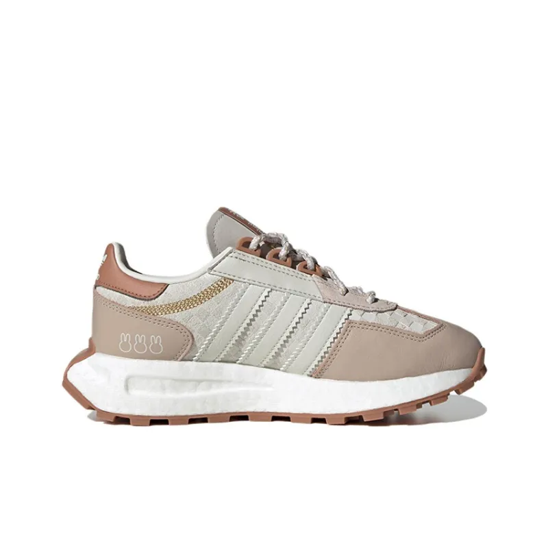 Adidas Originals Abrasion Resistant Slip Resistant Low Top Sports Casual Shoes White Pink Gold Teenagers-1