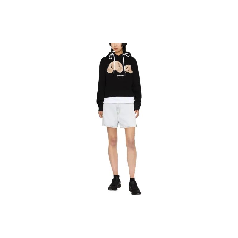 PALM ANGELS Women's Teddy Bear Logo Hoodie Black/Brown-2